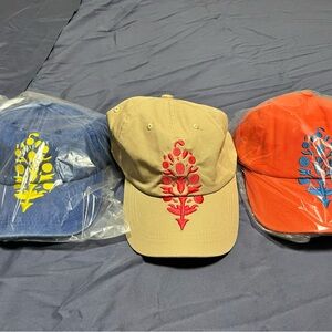 FP Movement by Free People Embroidered Hats - Blue, Tan, Orange BUNDLE